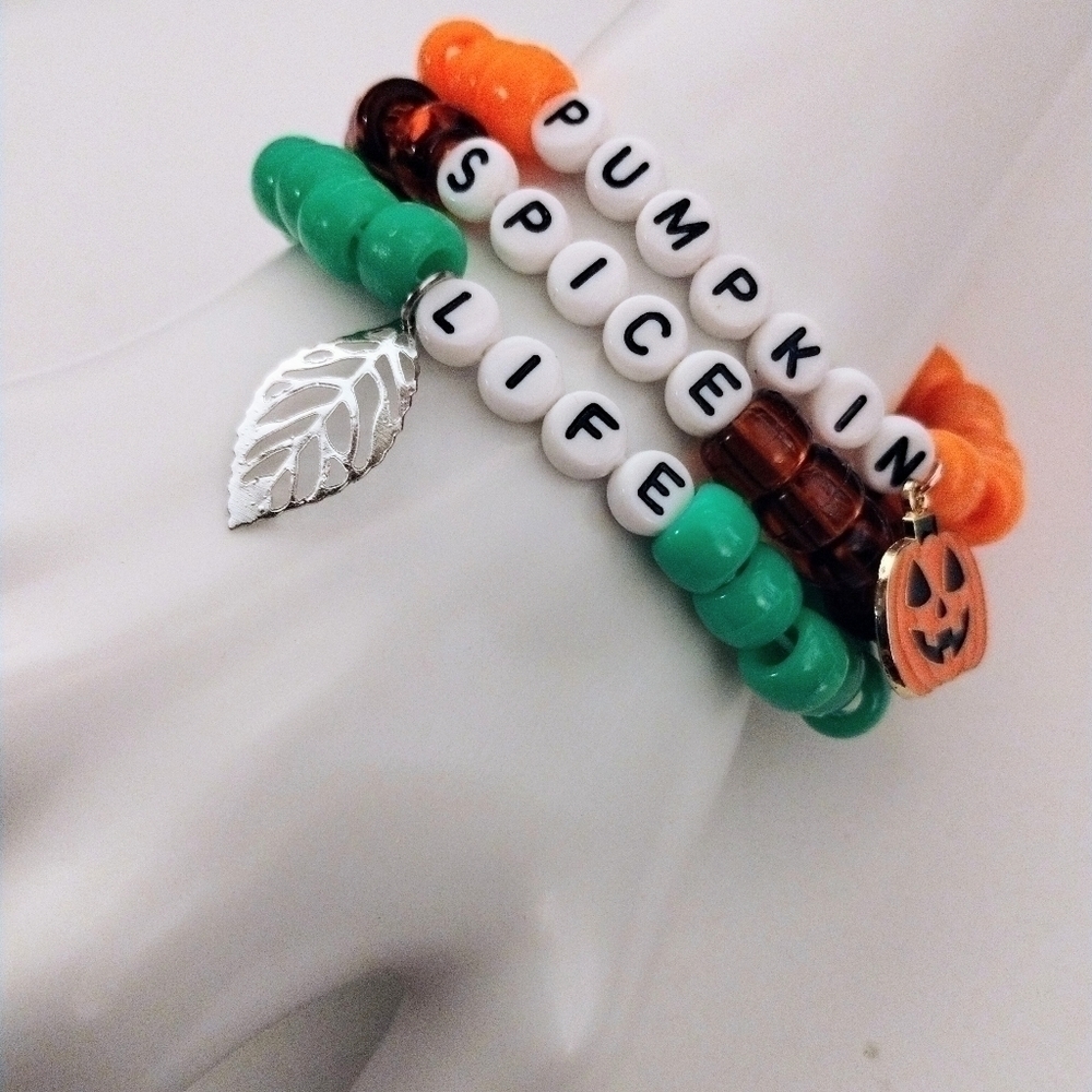 Handmade Stackable Halloween Fall Pumpkin Spice Life Kandi Bracelets